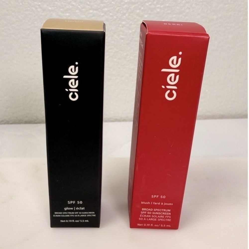 Ciele cosmetics Glow and PROTECT SPF 50 BERRI Blush and CHURCH Highlighter